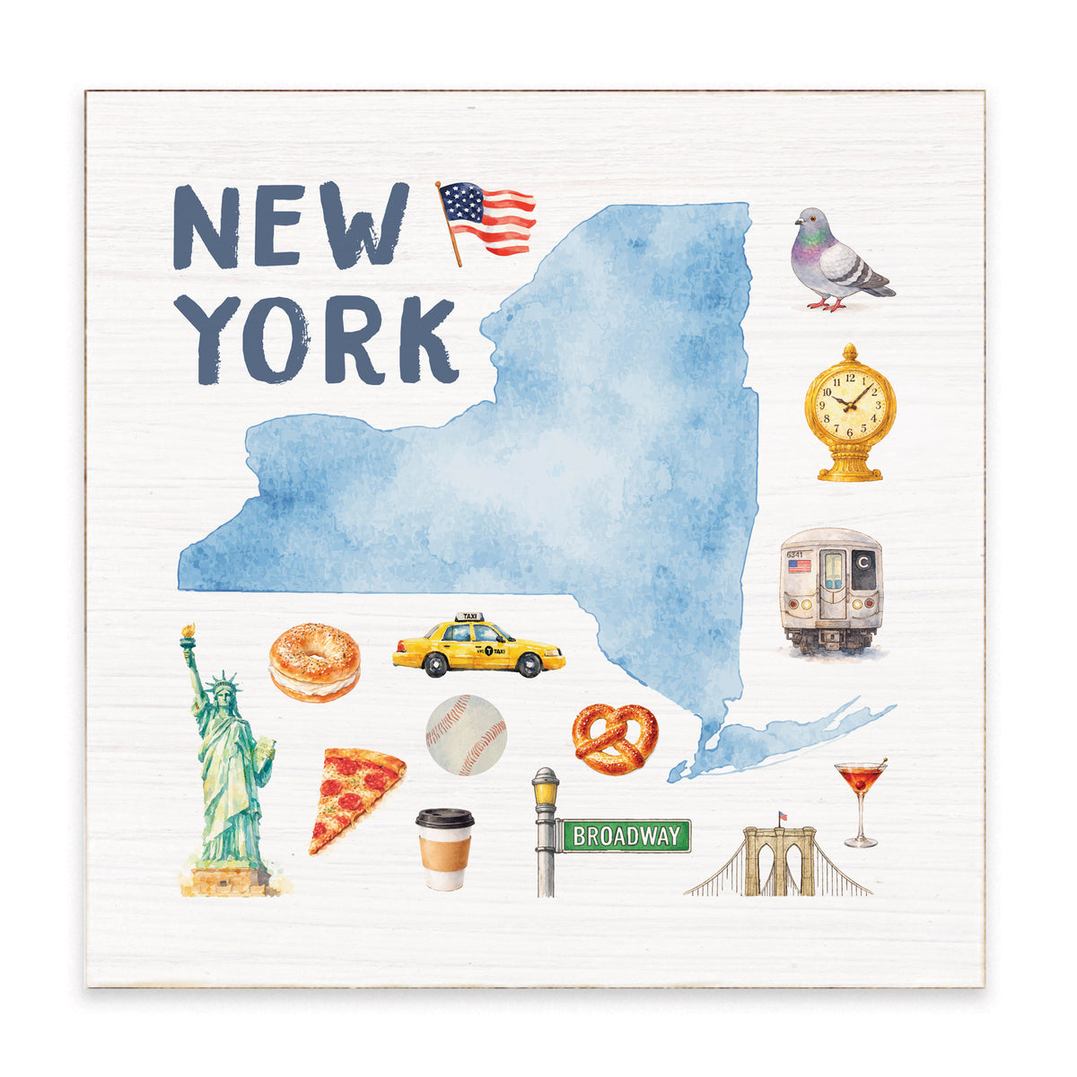 New York State Icons Block Sign