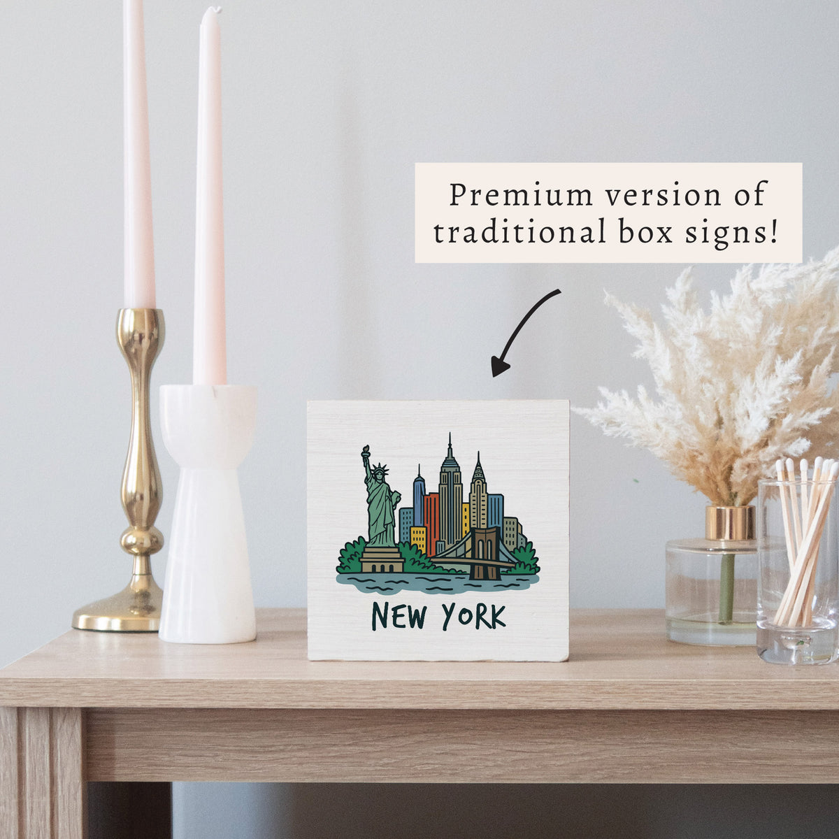 New York Cityscape Block Sign