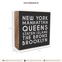 New York Boroughs Block Sign