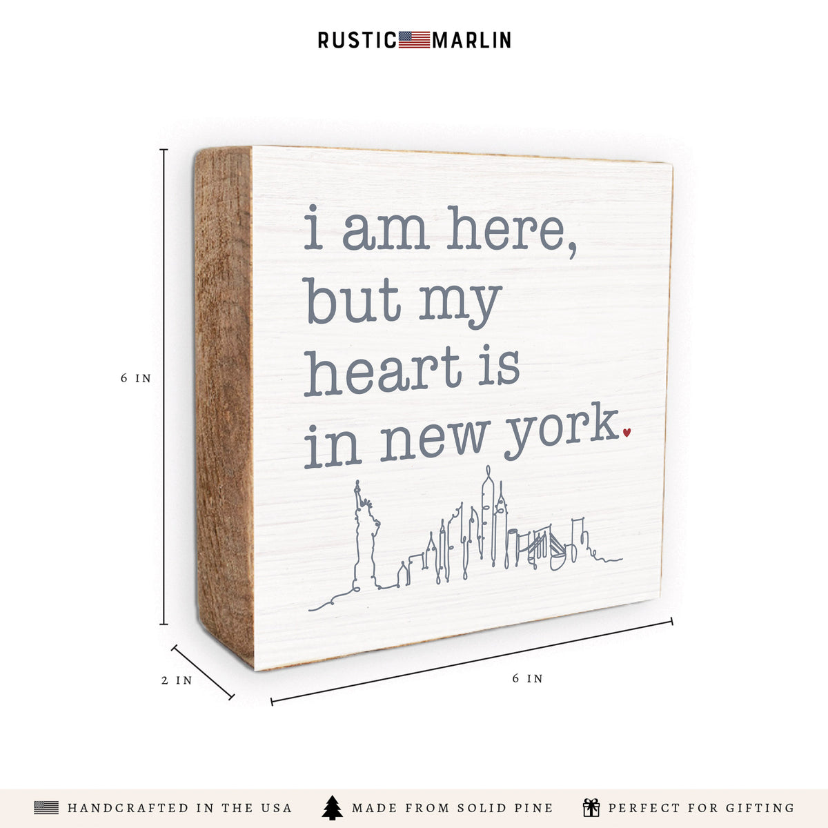 My Heart Is In New York Block Sign
