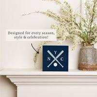 New York Crossed Bats Baseball Block Sign