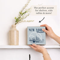 New York Baseball Skyline Wooden Block