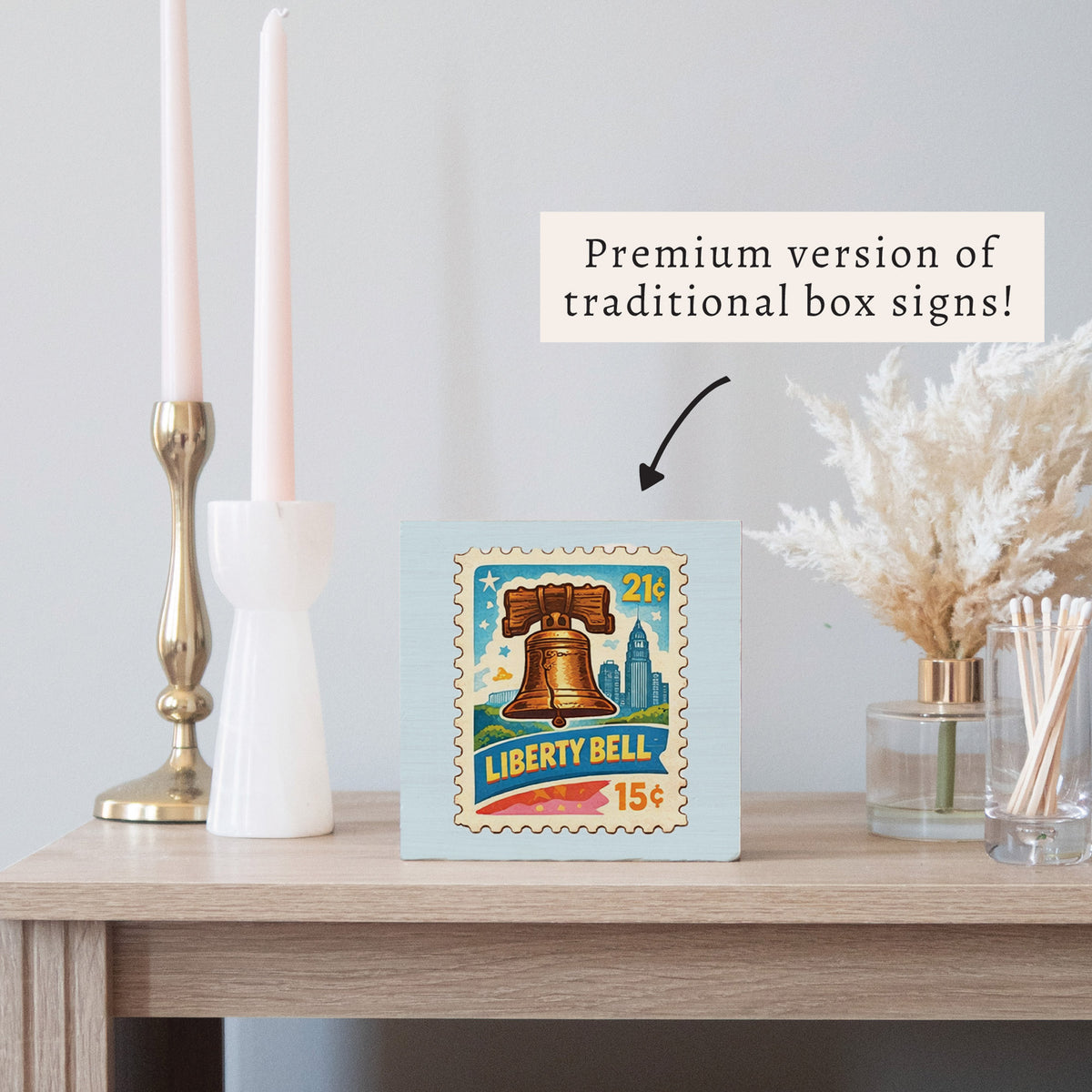 Philly Liberty Bell Stamp Block Sign