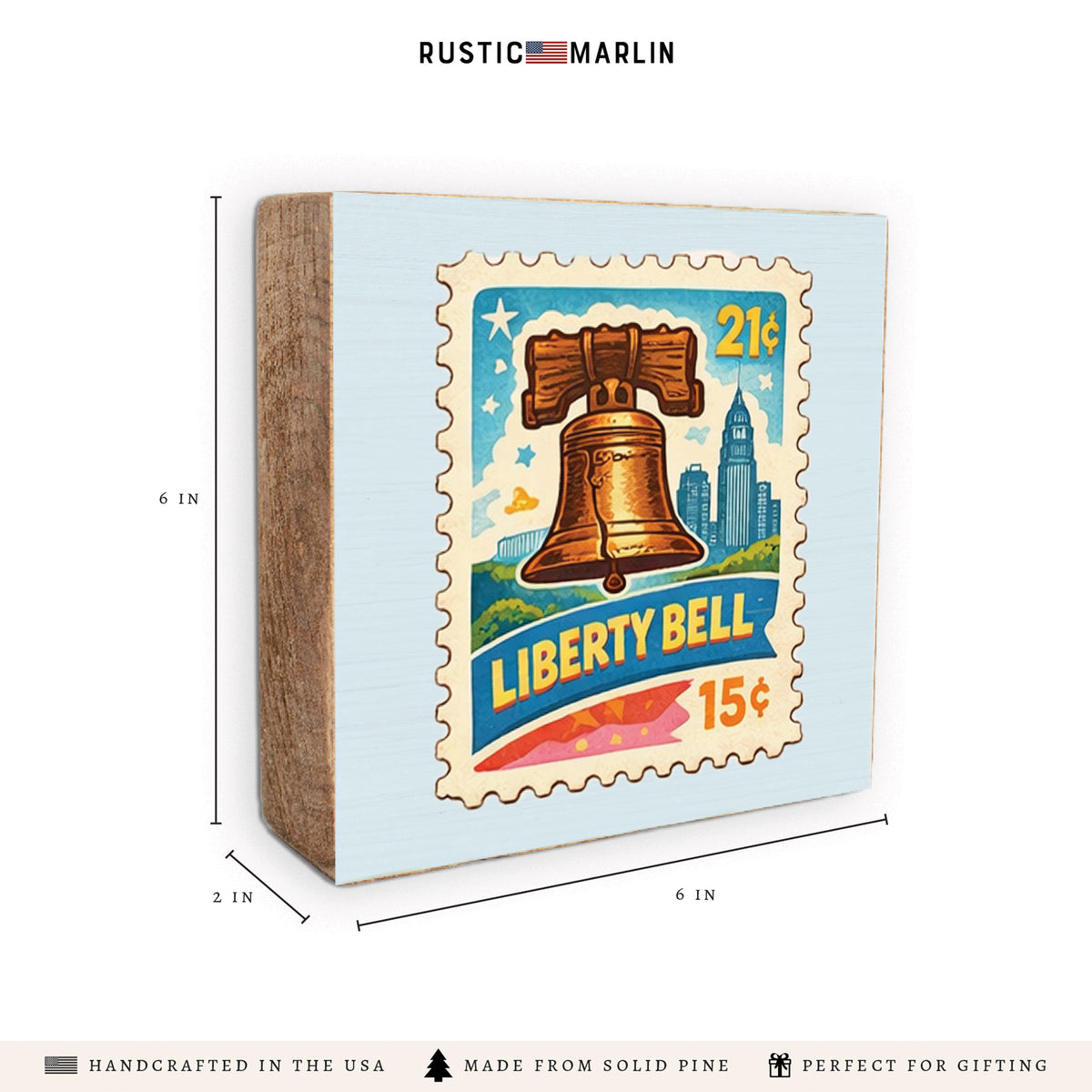 Philly Liberty Bell Stamp Block Sign