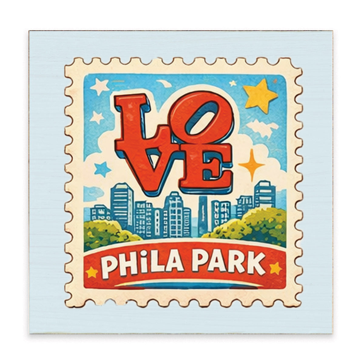 Philly Love Stamp Block Sign