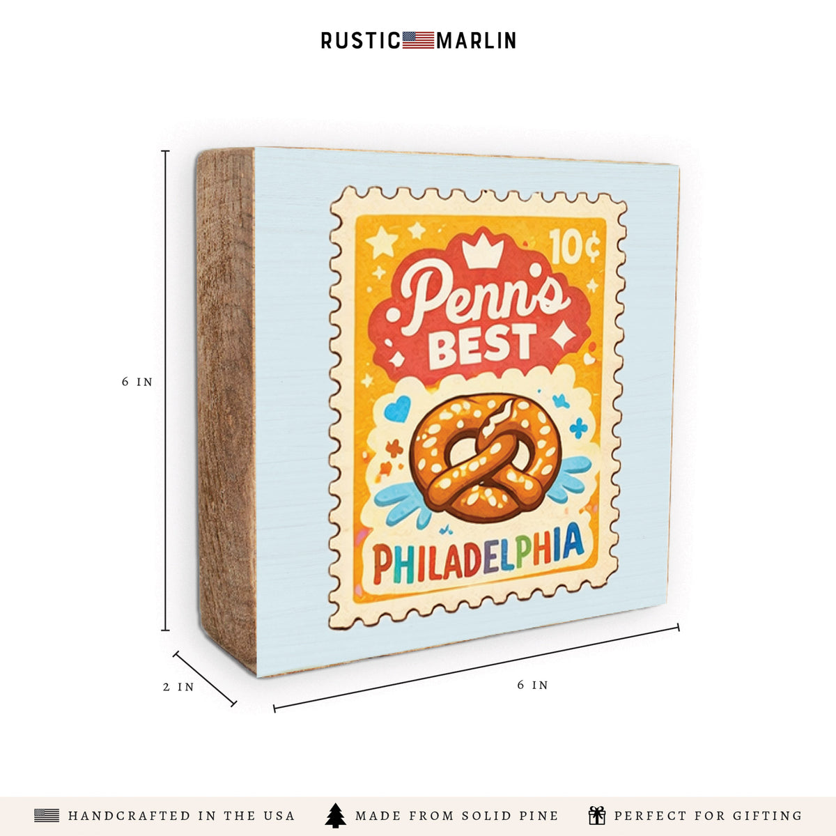 Philly Pretzel Stamp Block Sign