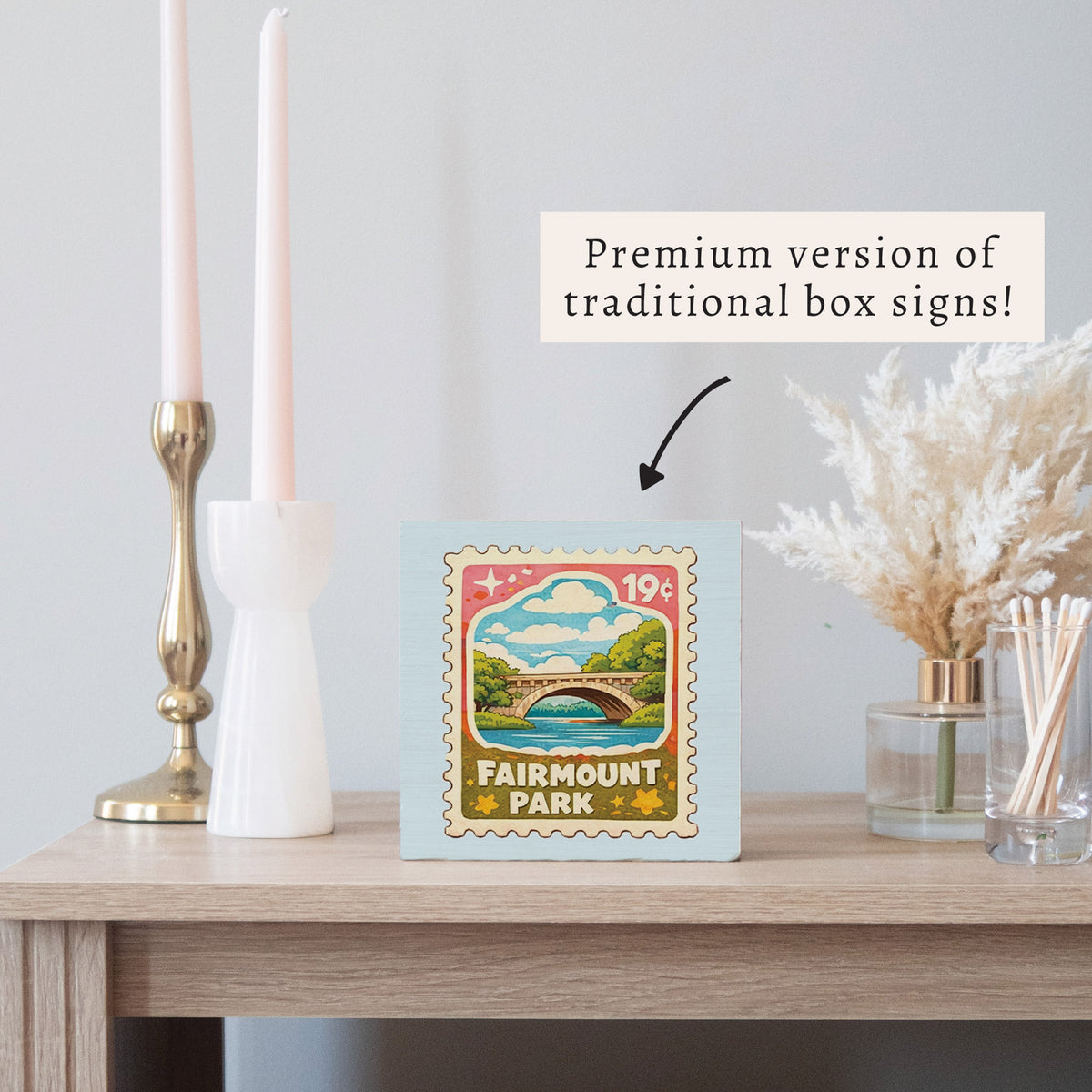 Philly Fairmount Stamp Block Sign