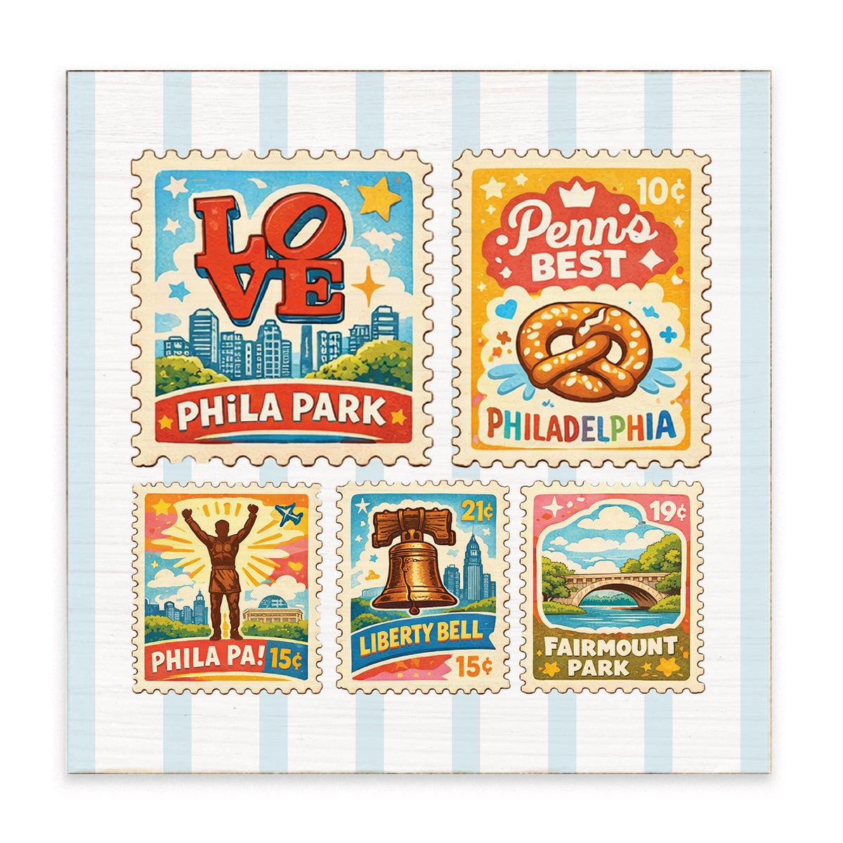 Philly Landmark Stamps Block Sign