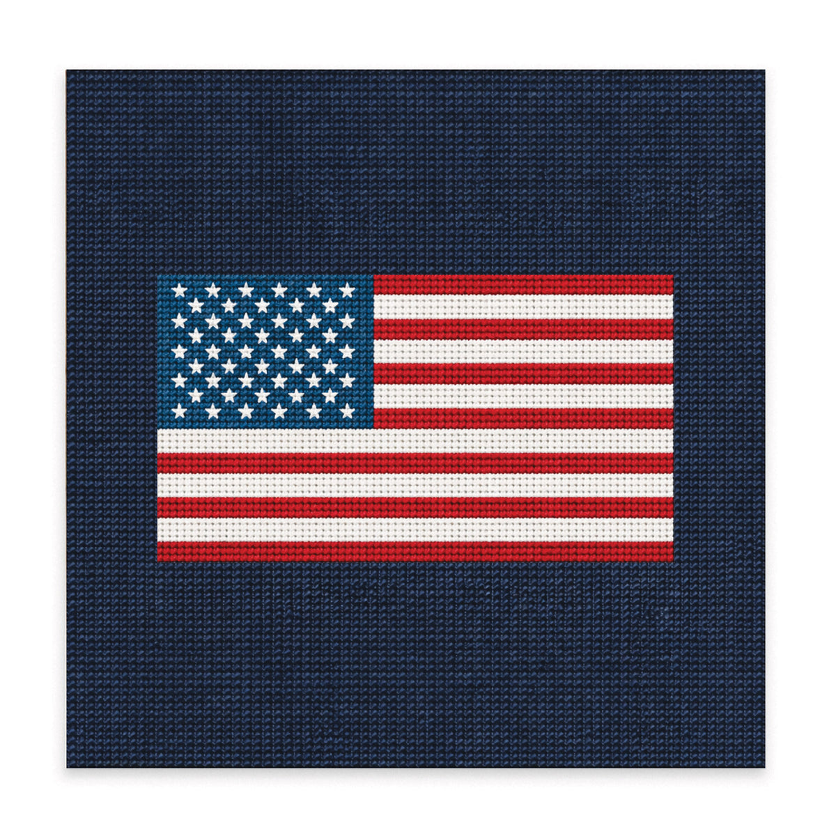 American Flag Printed Needlepoint Block Sign