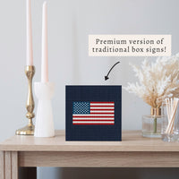 American Flag Printed Needlepoint Block Sign