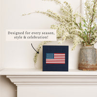 American Flag Printed Needlepoint Block Sign
