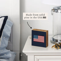 American Flag Printed Needlepoint Block Sign