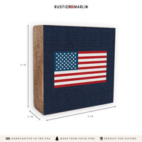 American Flag Printed Needlepoint Block Sign