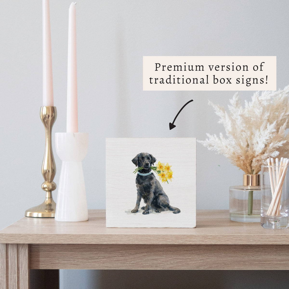 Black Lab Daffodil Block Sign