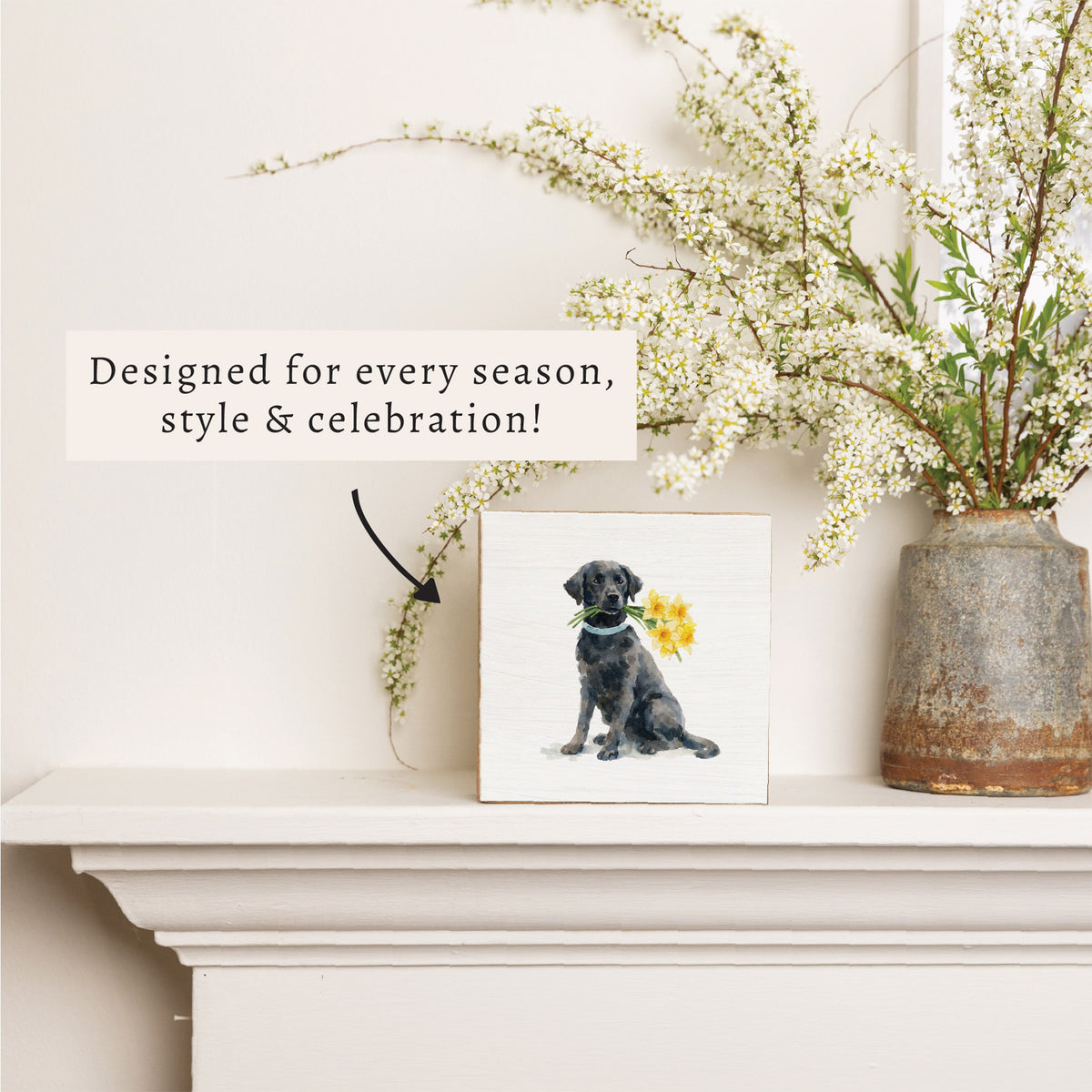 Black Lab Daffodil Block Sign