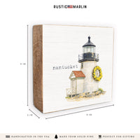 Daffodil Wreath Brant Point Lighthouse Block Sign