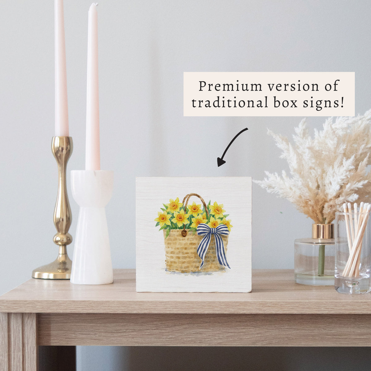 Daffodil Woven Tote Block Sign