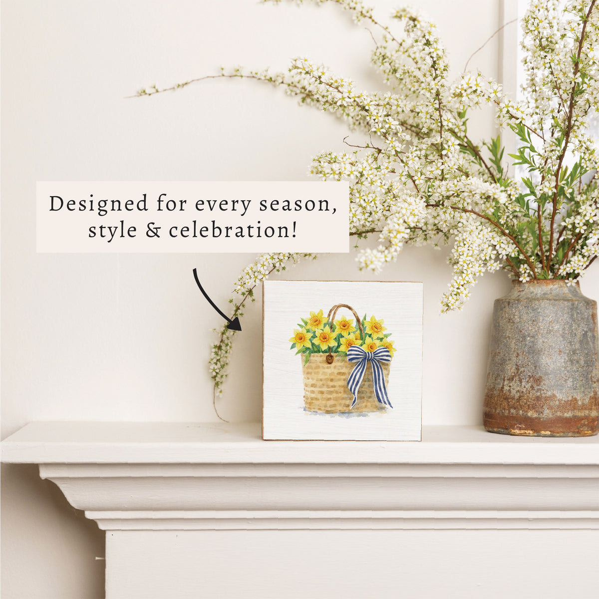 Daffodil Woven Tote Block Sign