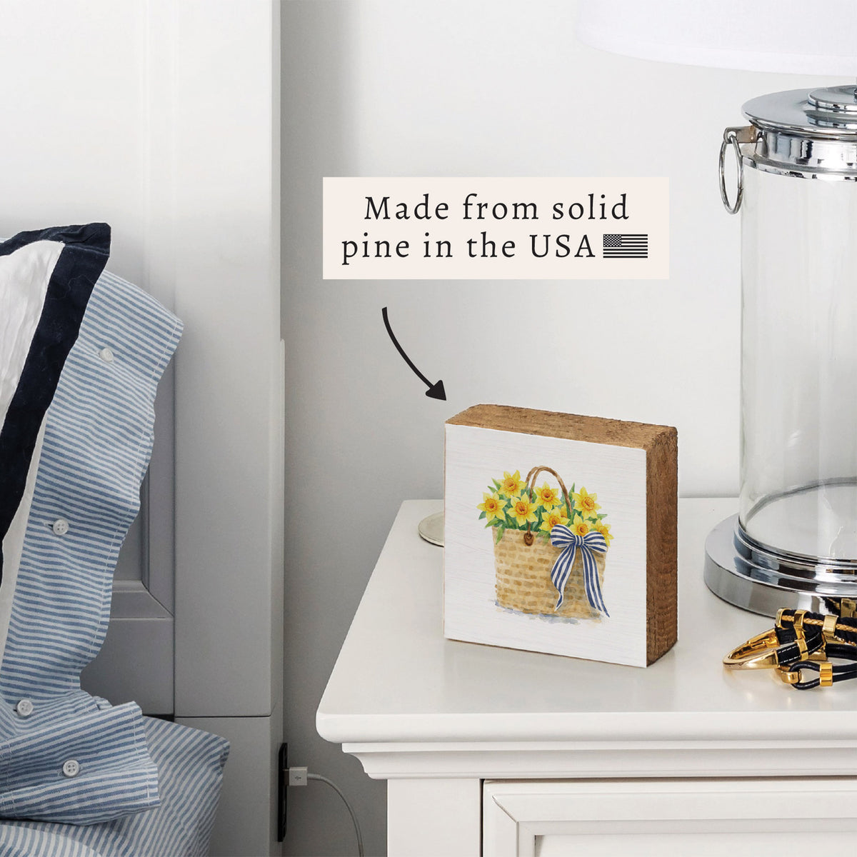 Daffodil Woven Tote Block Sign