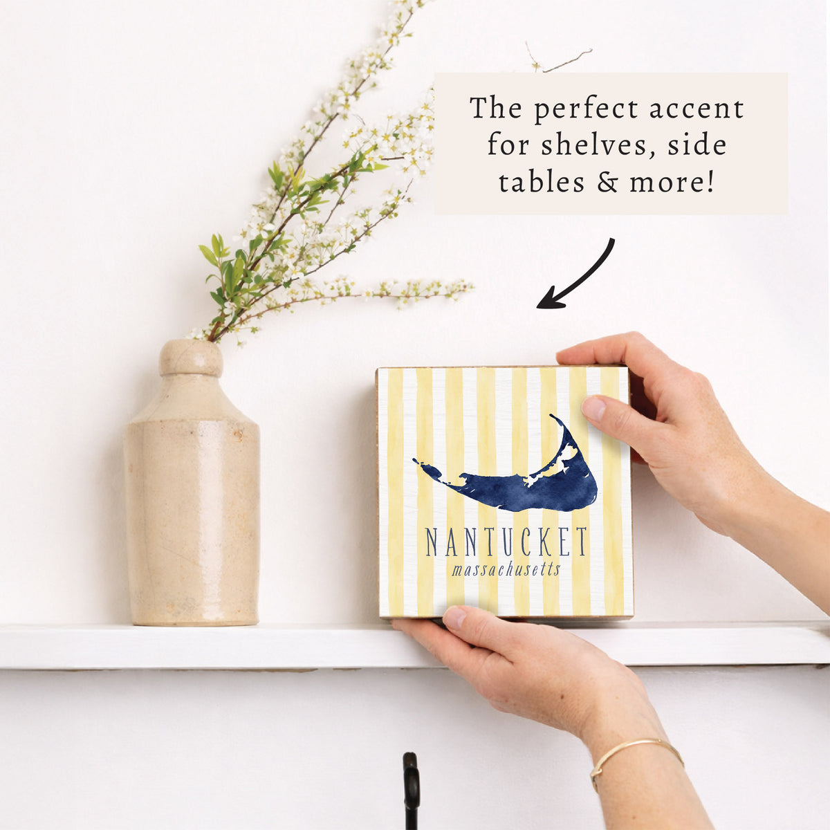 Nantucket Yellow Stripes Block Sign