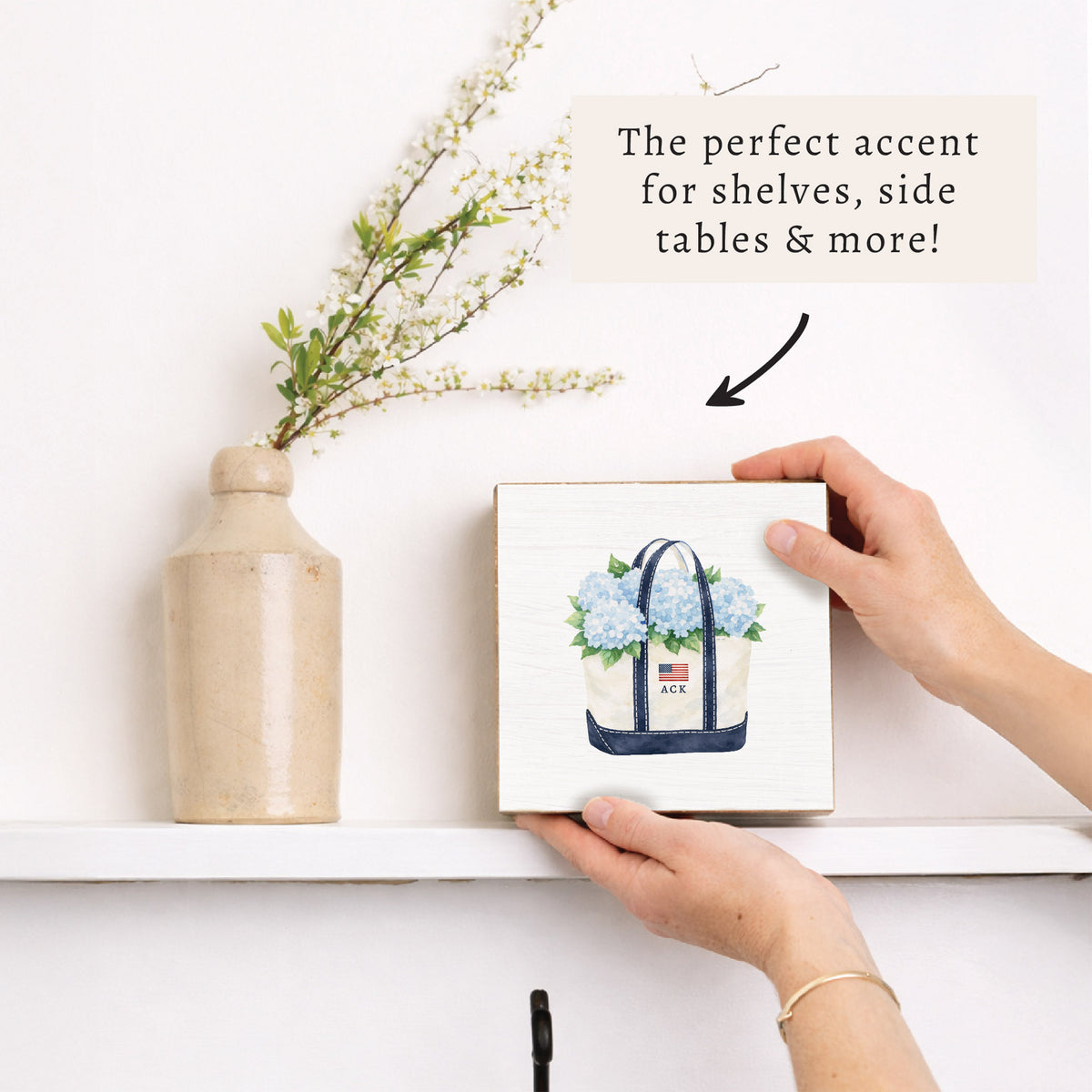 Hydrangea Nantucket Tote Block Sign