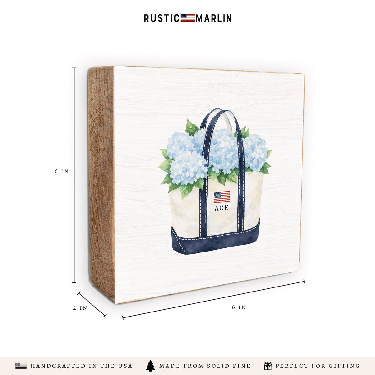 Hydrangea Nantucket Tote Block Sign
