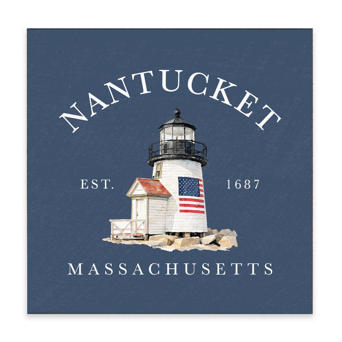 Nantucket Brant Point Lighthouse Block Sign