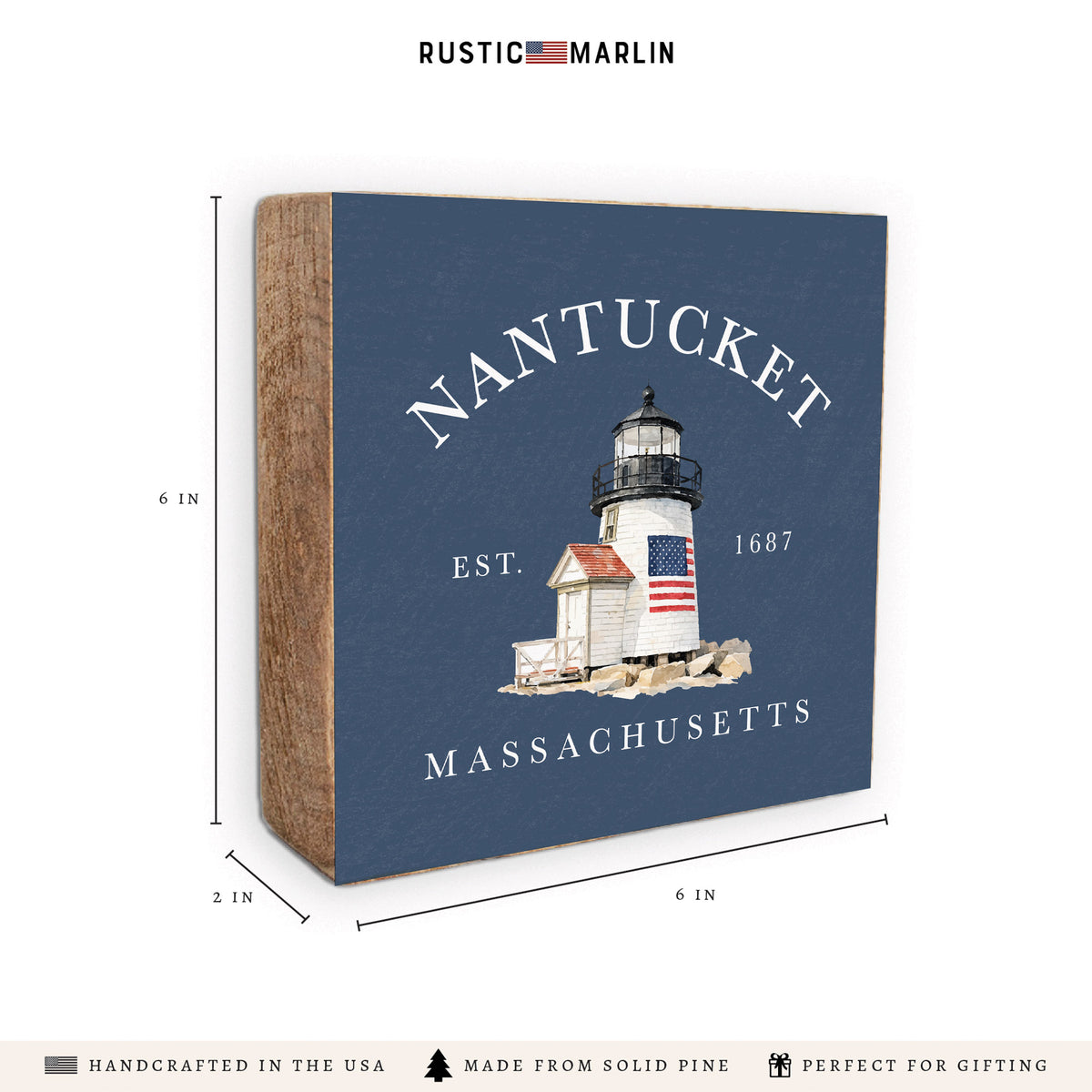 Nantucket Brant Point Lighthouse Block Sign