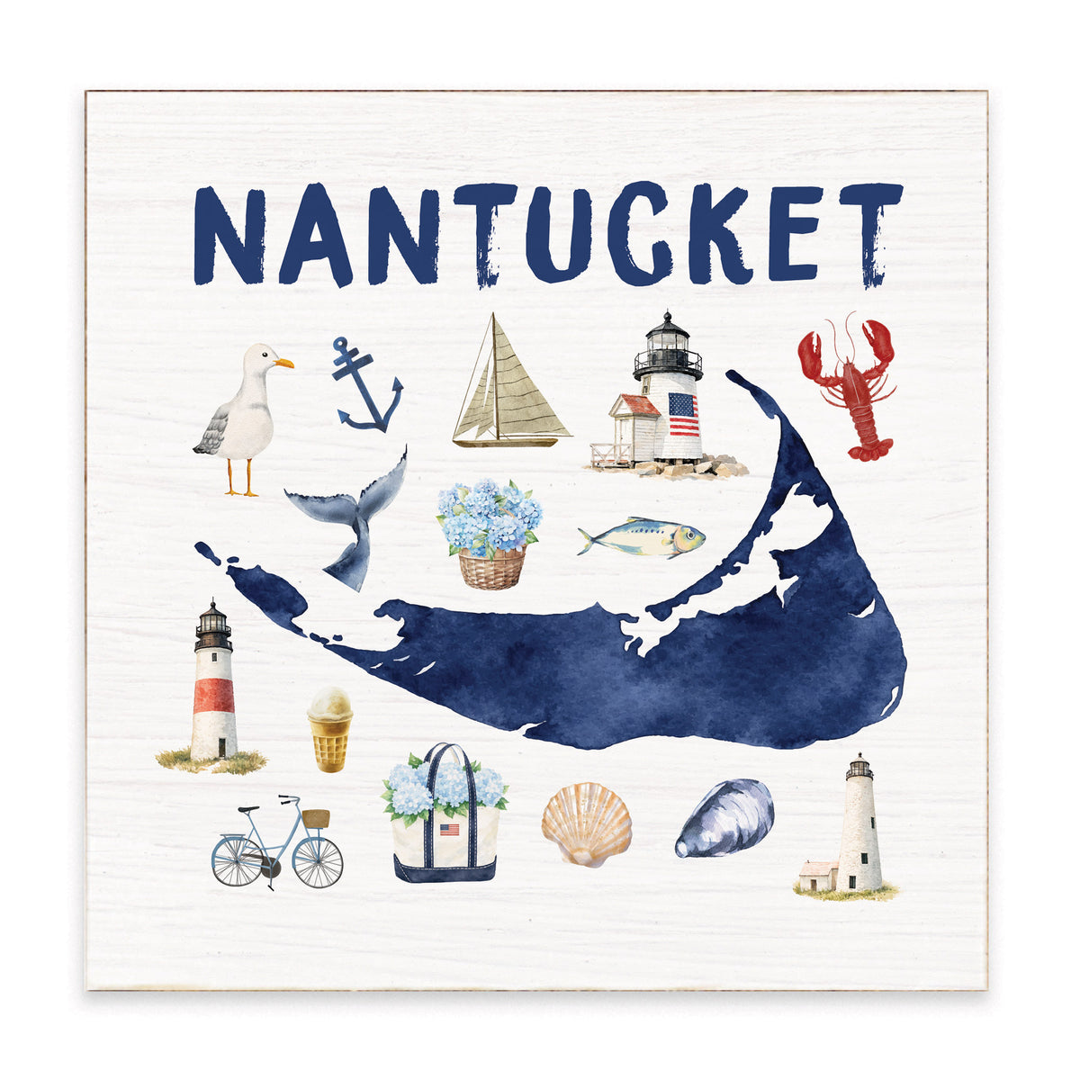 Nantucket Map Icons Block Sign