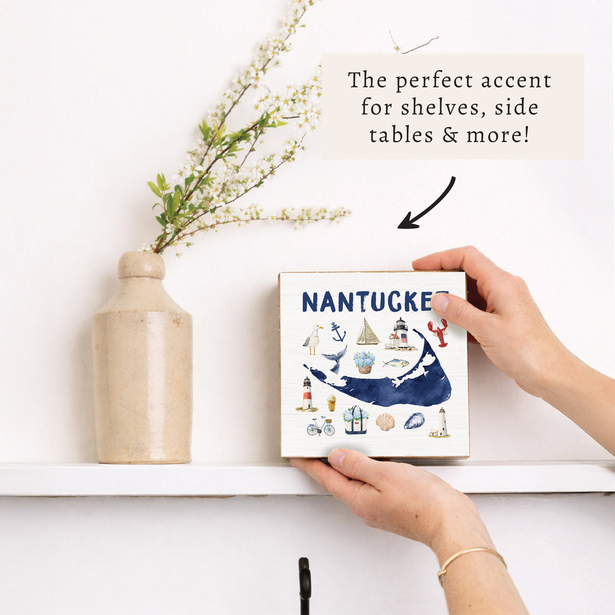 Nantucket Map Icons Block Sign