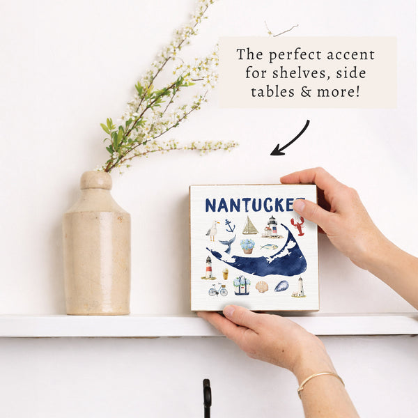 Nantucket Map Icons Block Sign