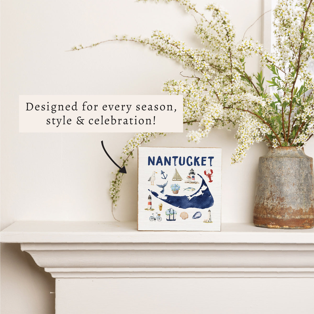 Nantucket Map Icons Block Sign