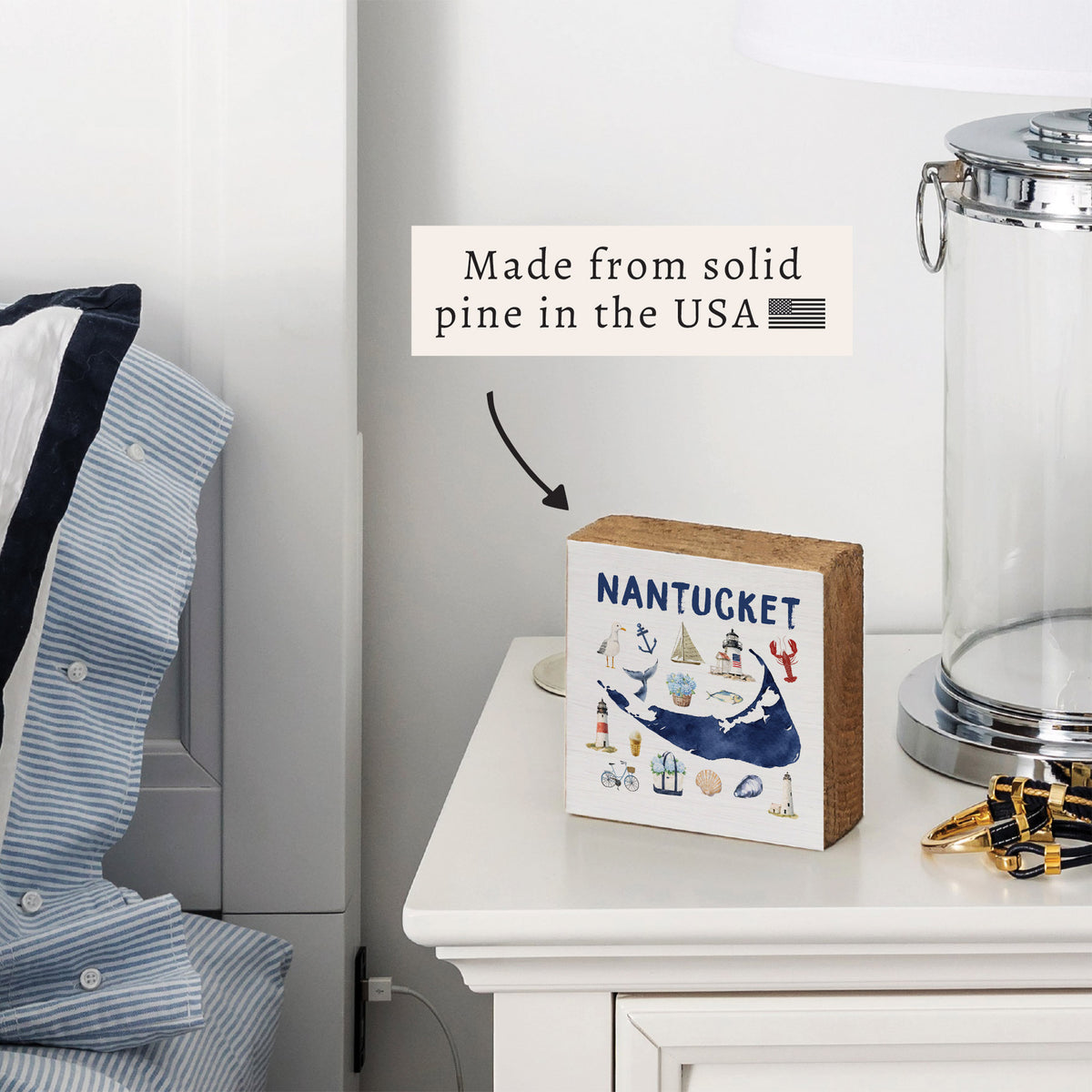 Nantucket Map Icons Block Sign