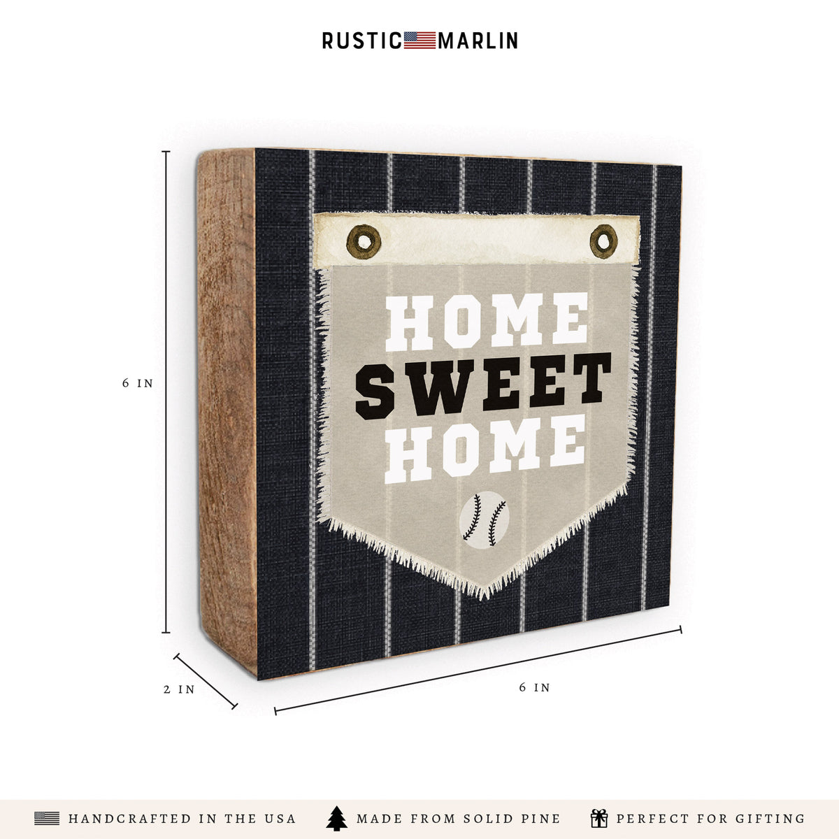 Baseball Sox Home Sweet Stripes Block Sign