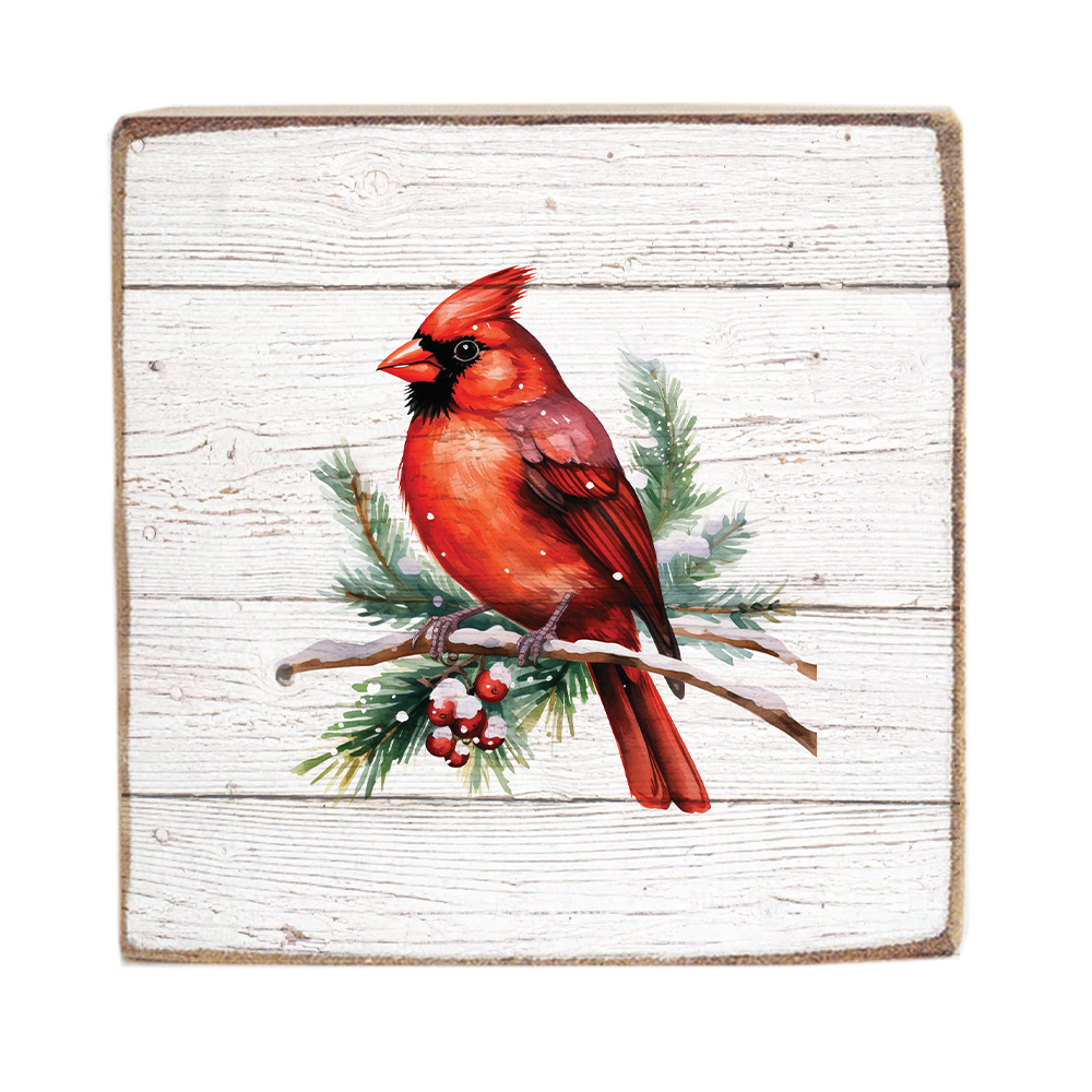 Cardinal Holiday Block Sign