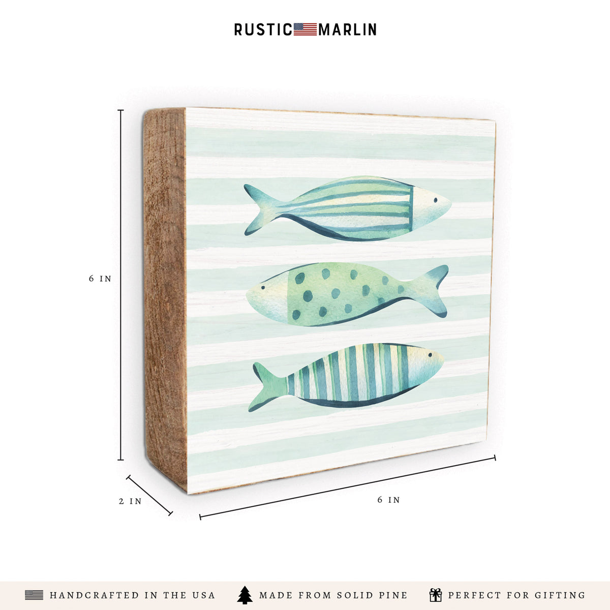 Coastal Fish Trio Block Sign