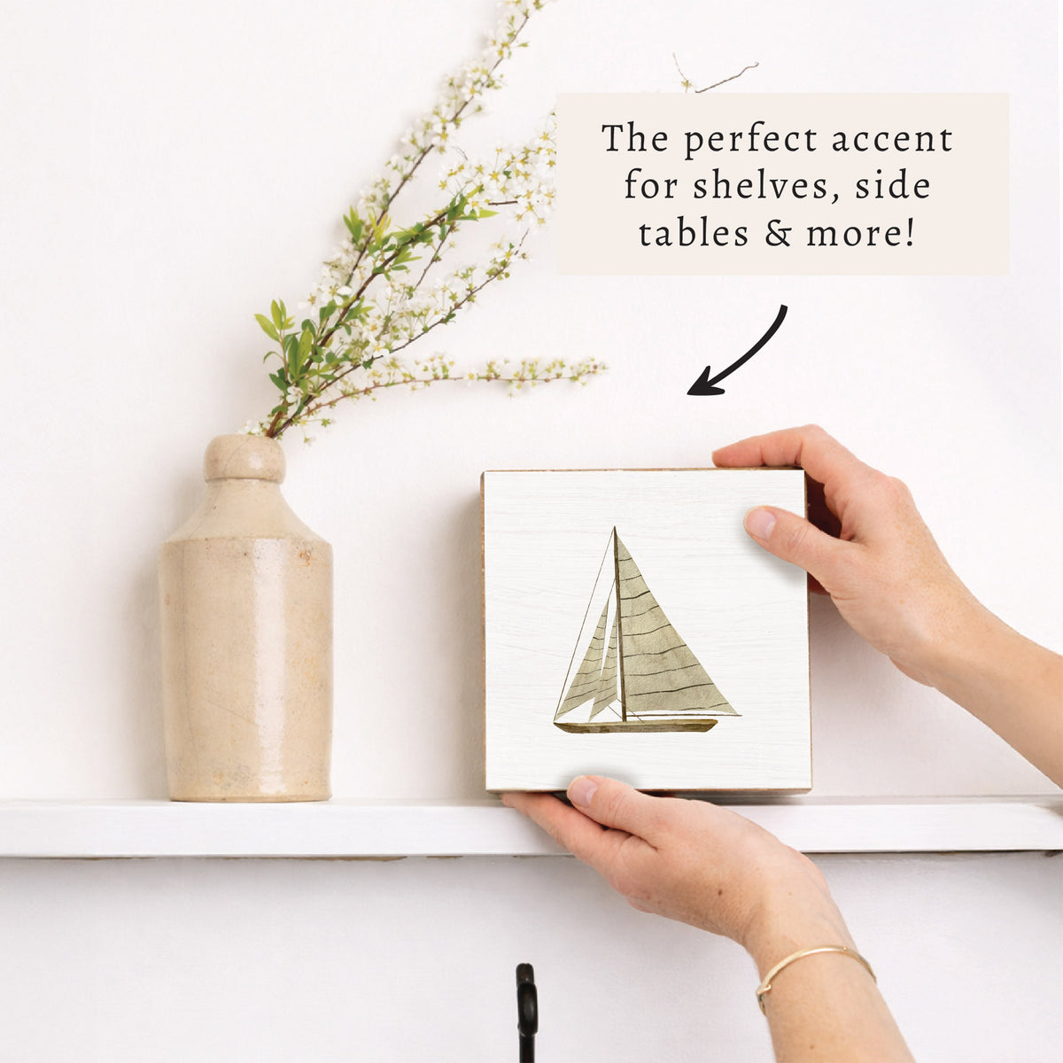 Striped Sailboat Block Sign