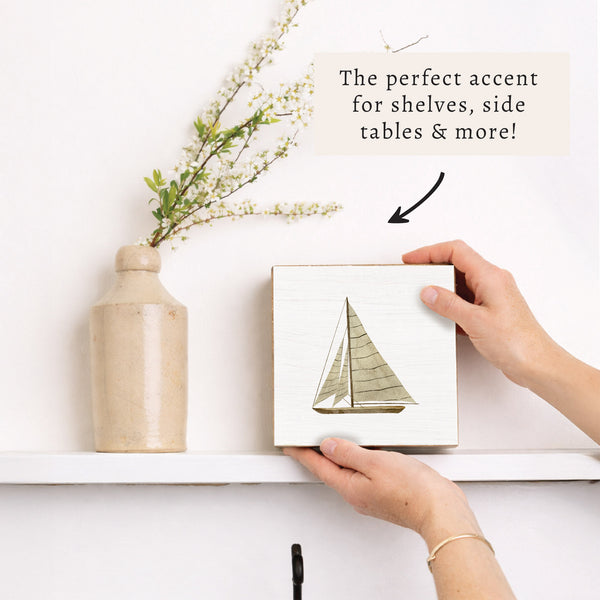 Striped Sailboat Block Sign