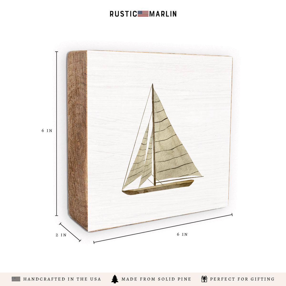 Striped Sailboat Block Sign