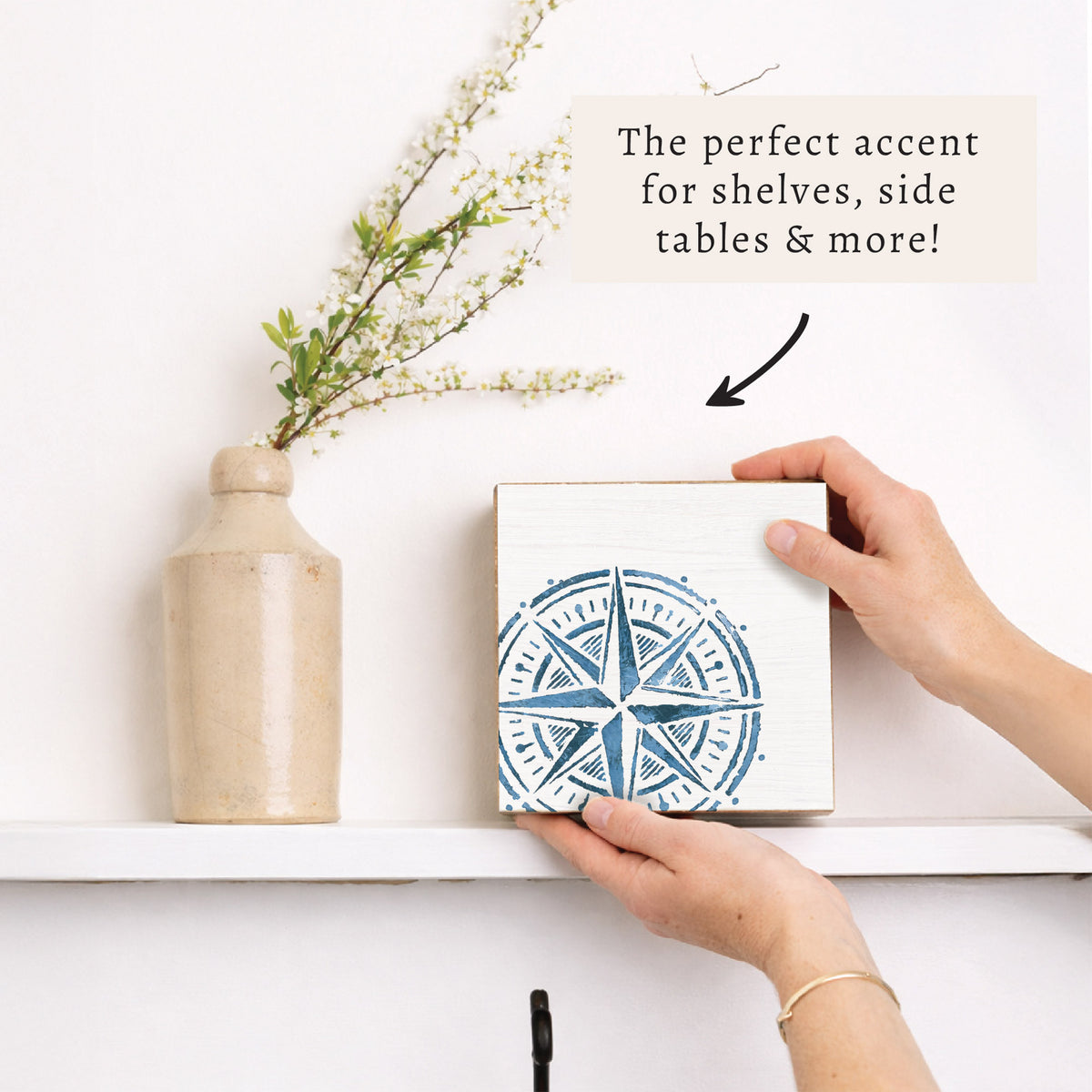 Blue Compass Block Sign