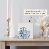 Blue Compass Block Sign