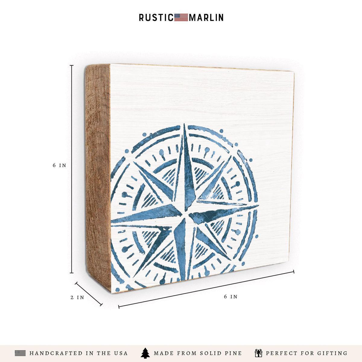 Blue Compass Block Sign