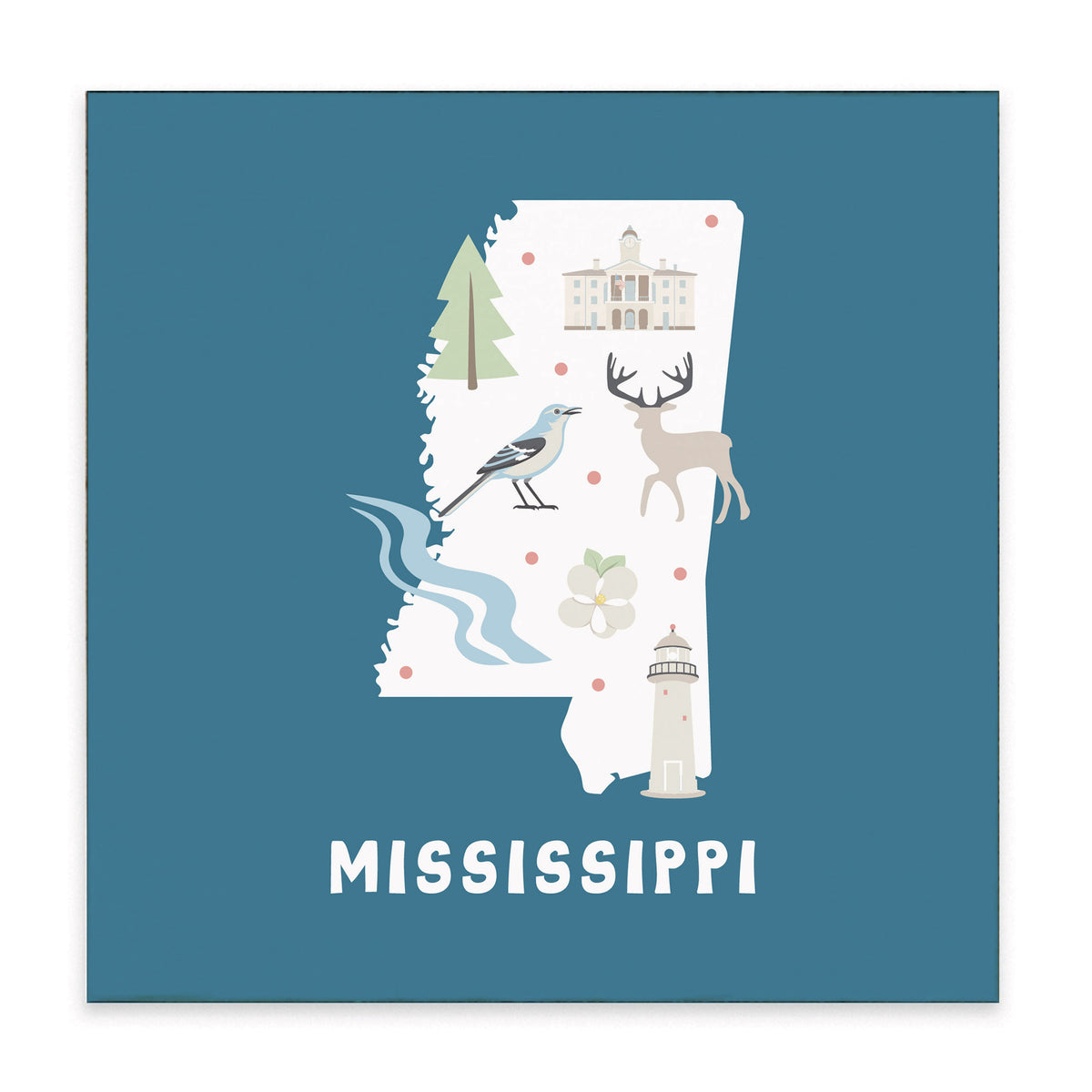 Mississippi State Icons Block Sign