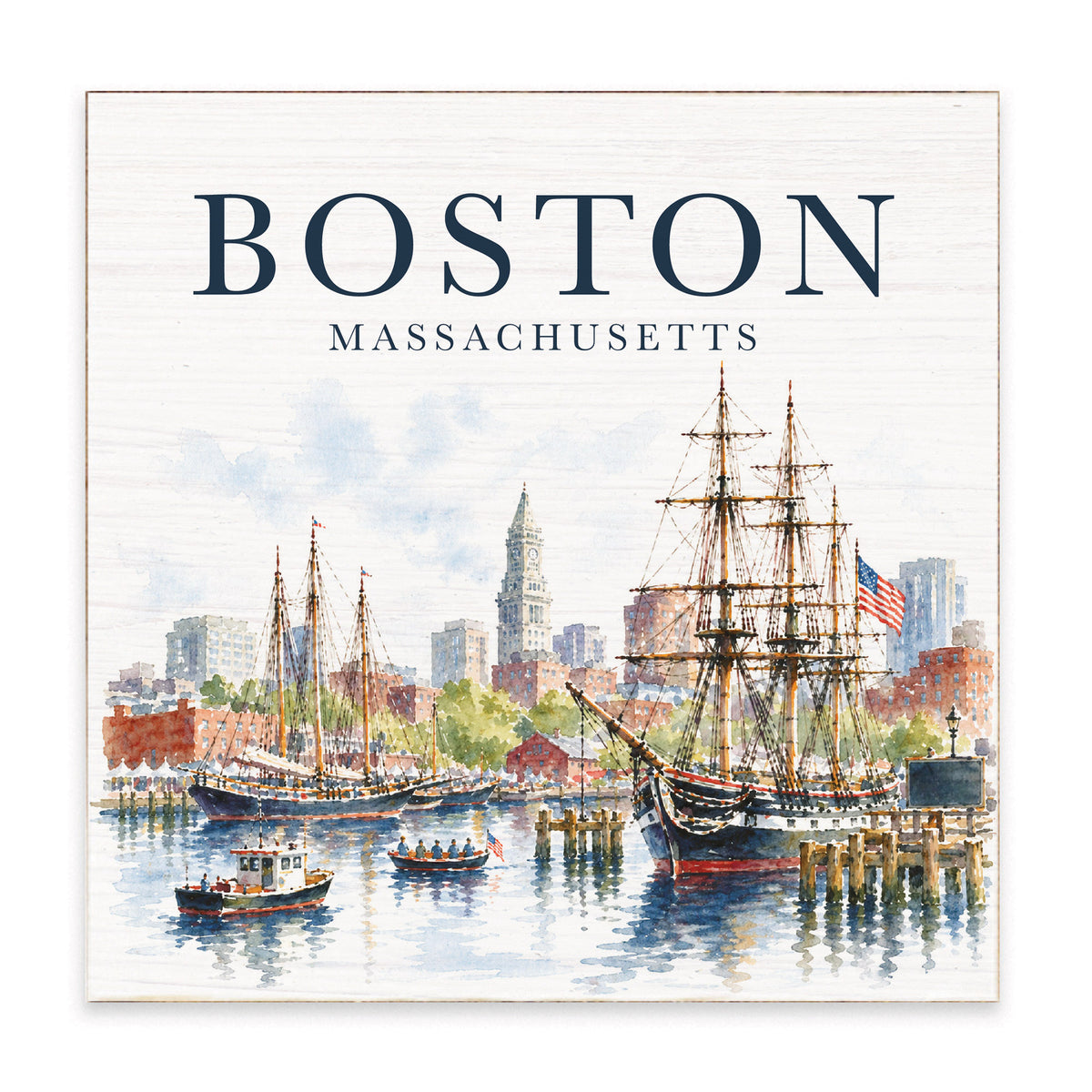 Boston Tall Ships Scene Block Sign