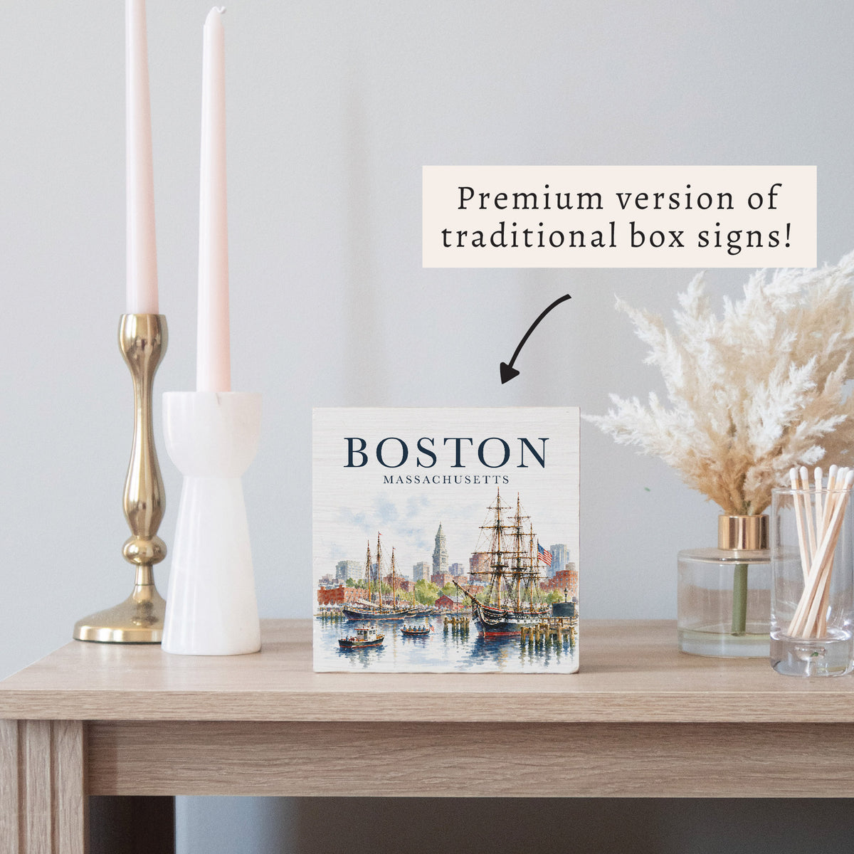 Boston Tall Ships Scene Block Sign