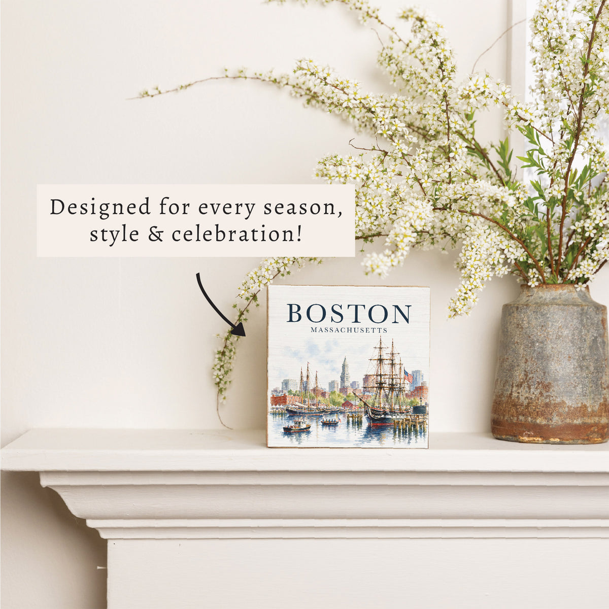 Boston Tall Ships Scene Block Sign