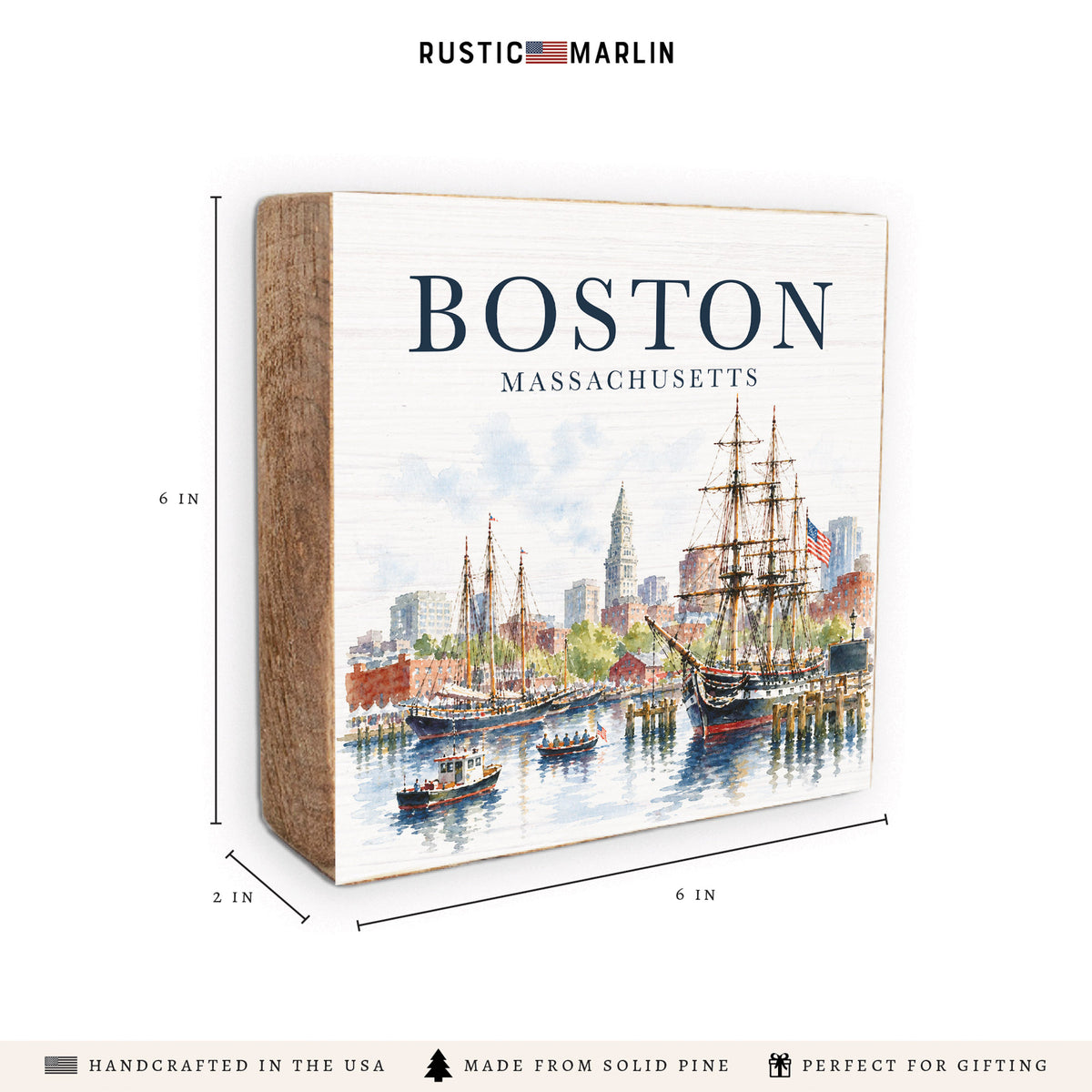 Boston Tall Ships Scene Block Sign