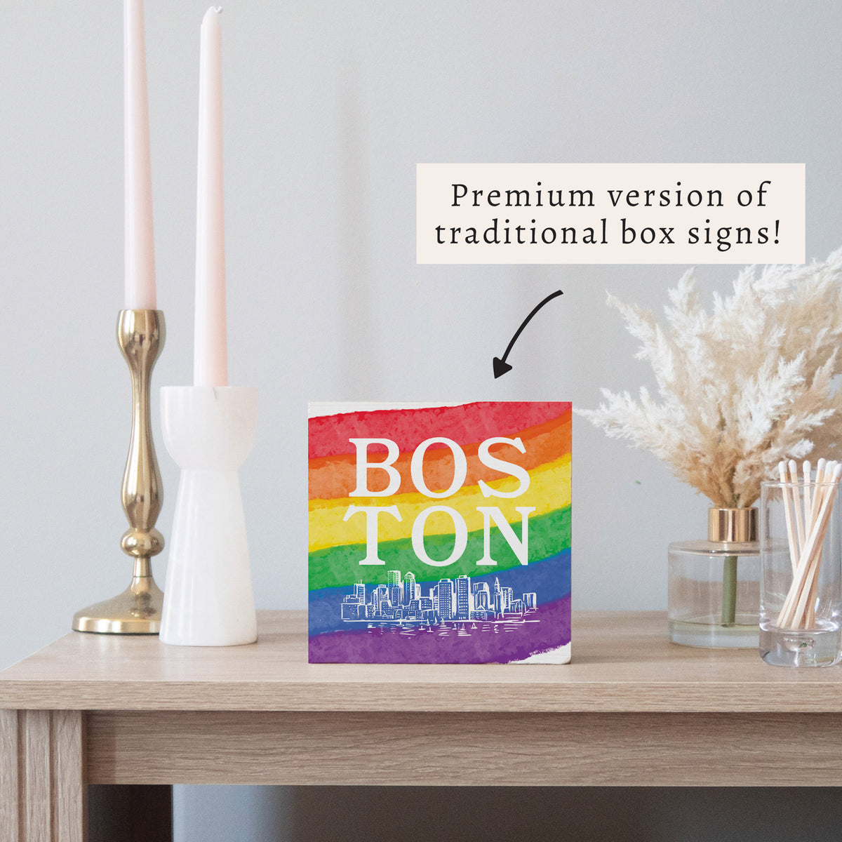 Boston Pride Skyline Block Sign