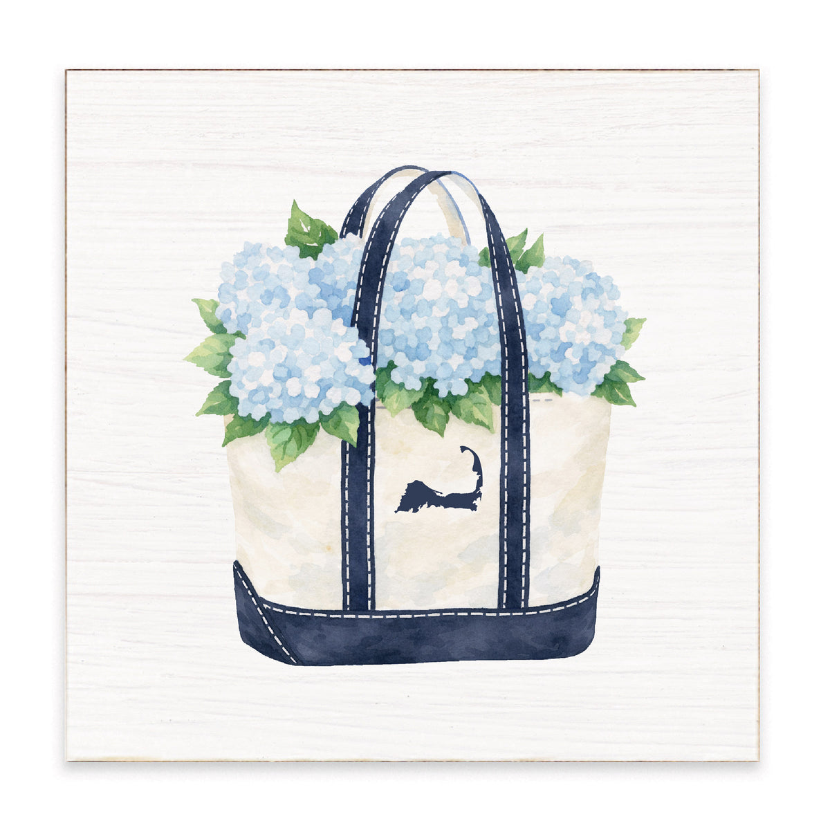 Hydrangea Cape Cod Tote Block Sign