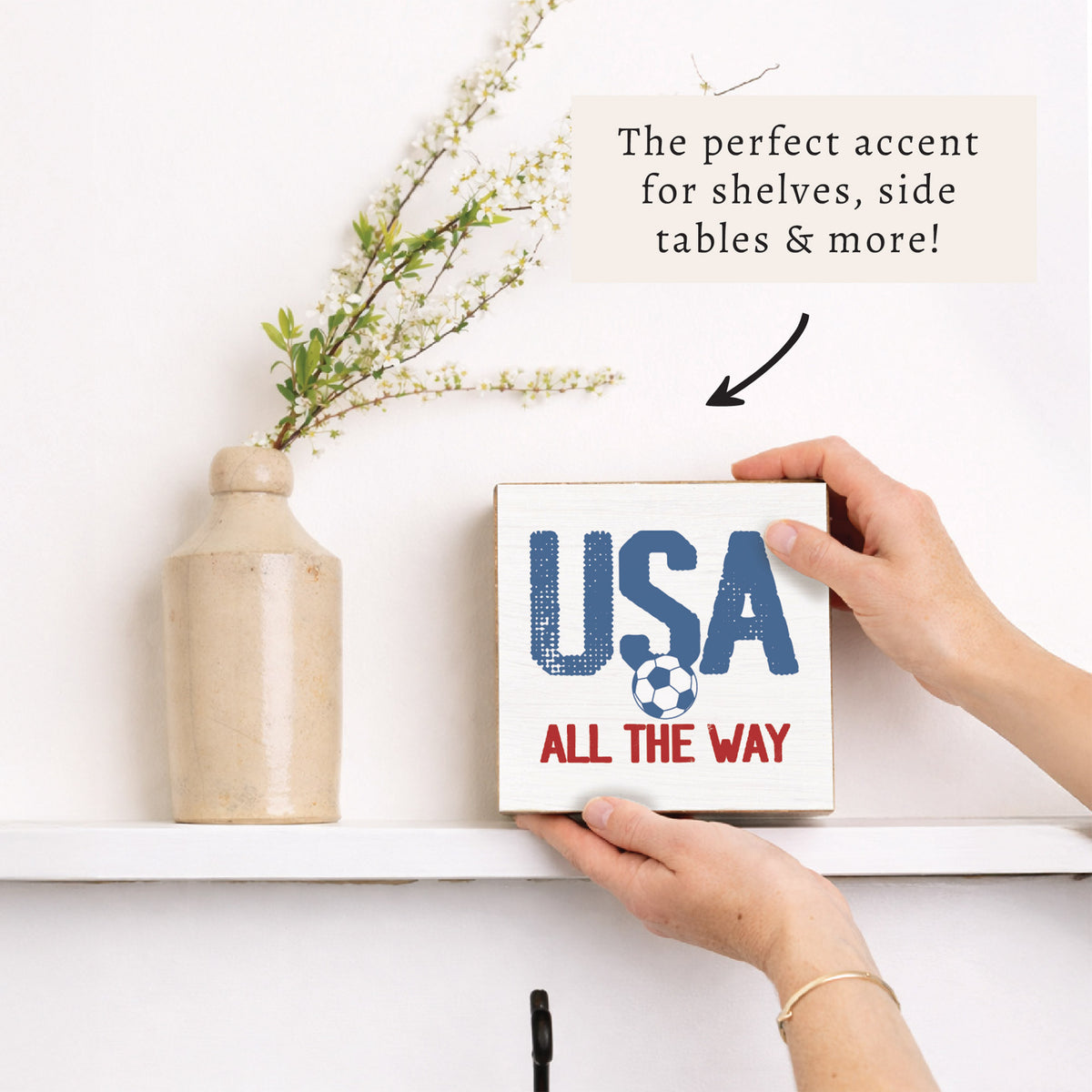 USA All The Way Soccer Block Sign